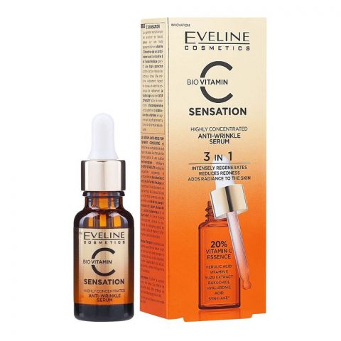 Eveline Bio Vitamin C Sensation 3-In-1 Highly Concentrated Anti-Wrinkle Serum, 18ml