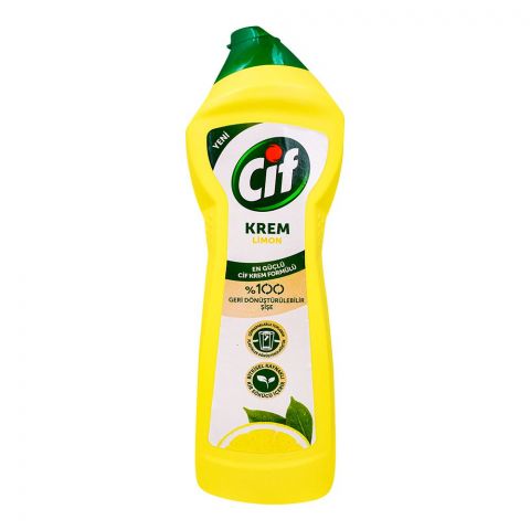 Cif Lemon Cream Multipurpose Cleaner, Surface Cleaner With 100% Natural Cleaning Particles Removes 100% Of The Toughest Dirt, 750ml