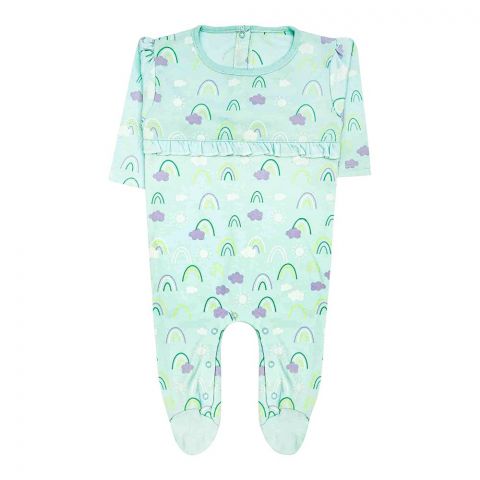 The Nest Interlock Color And Unicorn Frill Sleeping Suit, Blue Glow, 5893