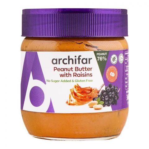Archifar Peanut Butter With Raisins, Gluten Free 76%, 360g