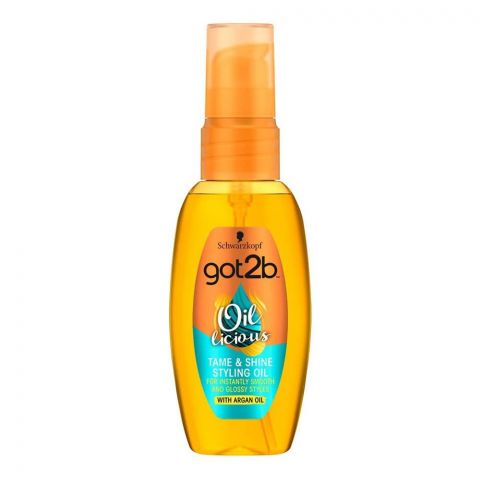 Schwarzkopf Got2b Oil Licious Tame & Shine Styling Oil, For Instant Smooth & Glossy Styles, 50ml