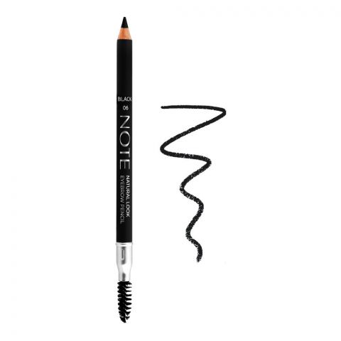 J. Note Natural Look Eyebrow Pencil, 06, Black