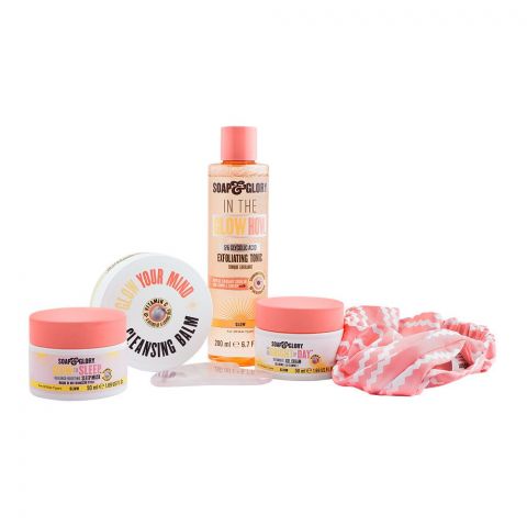 Soap & Glory Glow All Out Gift Set, Cleansing Balm + Tonic + Gel Cream + Sleeping Mask
