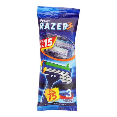 Treet Razer 3 Disposable Razor, 3-Pack