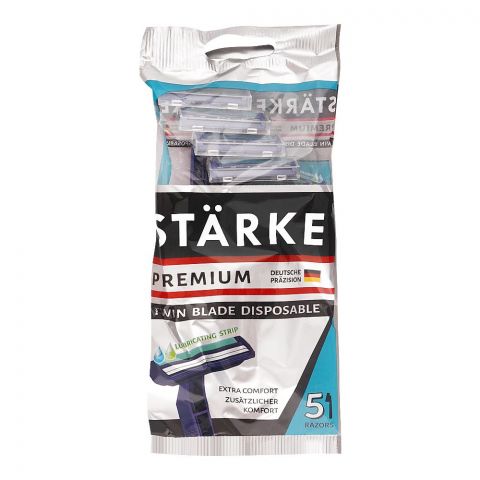 Starke Premium Twin Blade Disposable Razor, 5-Pack