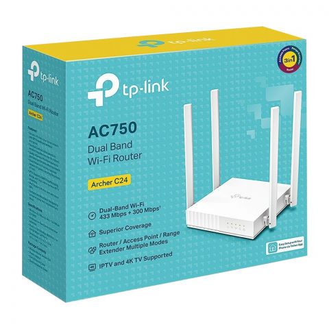TP-Link AC750 Dual Band Wireless Router, 300Mbps, Archer C24