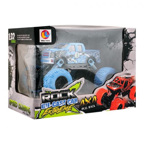 Rabia Toys Rock Die Cast Extreme 4x4 Pull Back Car, Music & Light Blue