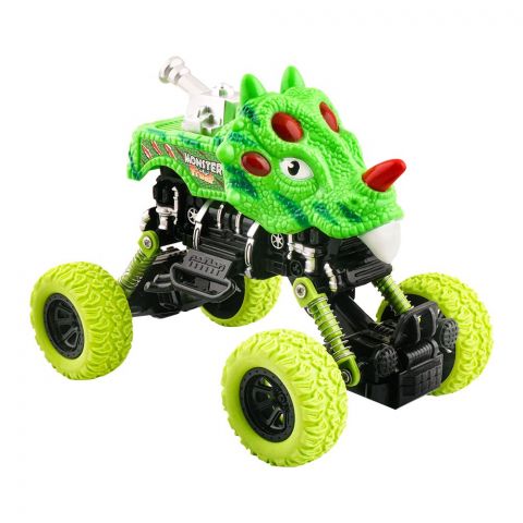 Rabia Toys Dinosaur Climber Big Foot Recovery Pull Back Car, Lime Green/Neon