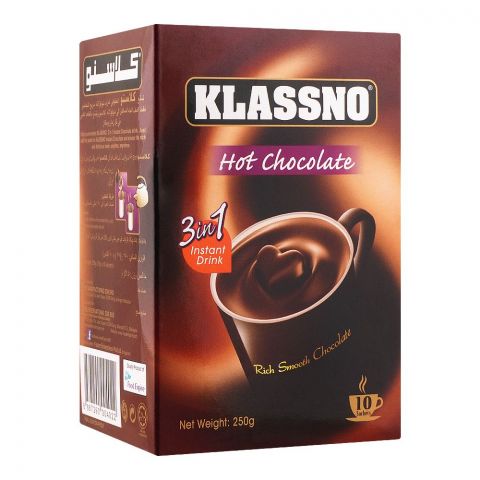Klassno Hot Chocolate 3-In-1 Instant Drink Sachet, 10-Pack, 25g Each