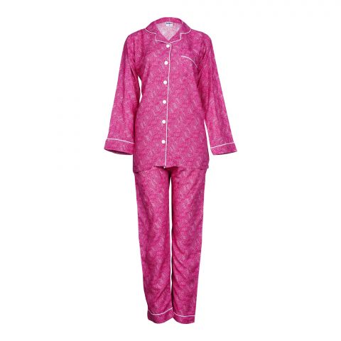 Basix Women Loungewear Set, Pink With White Stones, LW-580