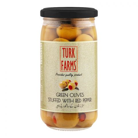 Turk Farms Stuffed With Red Pepper Green Olives, 350g