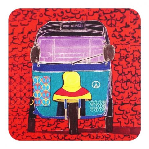 Star Shine Truck Art, Rickshaw 01 (Pink) 3x3 Inch Fridge Magnet, MG10