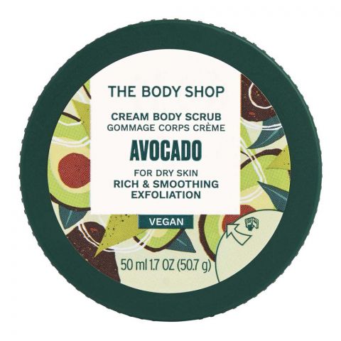 The Body Shop Avocado Vegan Cream Body Scrub, For Dry Skin, 50ml