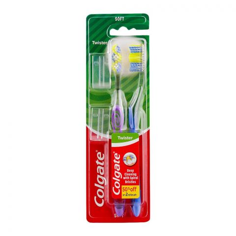 Colgate Twister Deep Cleaning Soft Toothbrush, Soft, 2-Pack