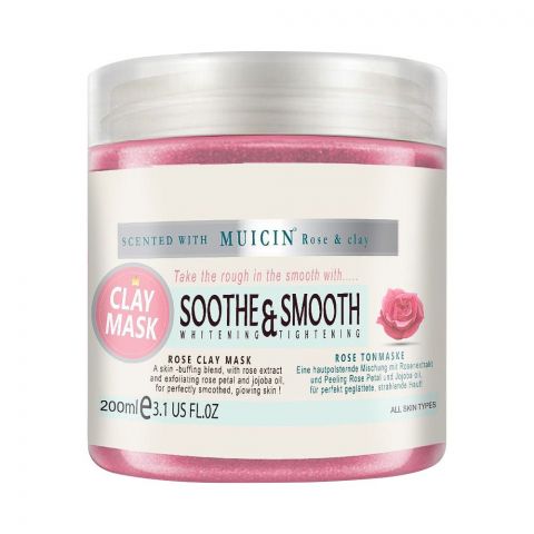 Muicin Rose & Clay Soothe & Smooth Whitening Tightening Clay Mask, All Skin Types, 200ml