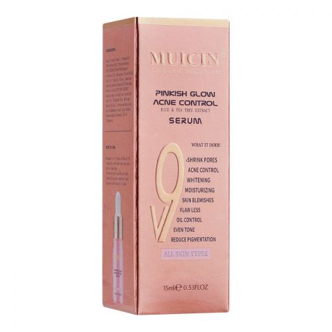 Muicin V9 Pinkish Glow Acne Control Rice + Tea Tree Serum, All Skin Types, 15ml