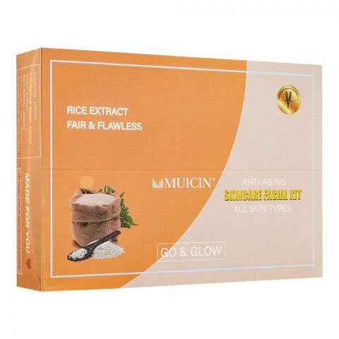 Muicin Rice Extract Fair & Flawless Anti-Aging Skin Care Facial Kit, For All Skin Types
