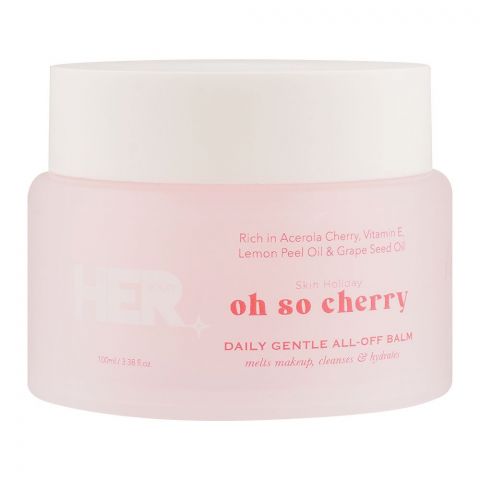 Her Beauty Oh So Cherry Daily Gentle All-Off Balm, Melts Makeup, Cleans & Hydrates, 100ml