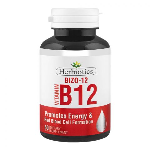 Herbiotics Bizo B-12 Supplement, Promotes Energy & Red Blood Cell Formation, 500mg, 60-Pack