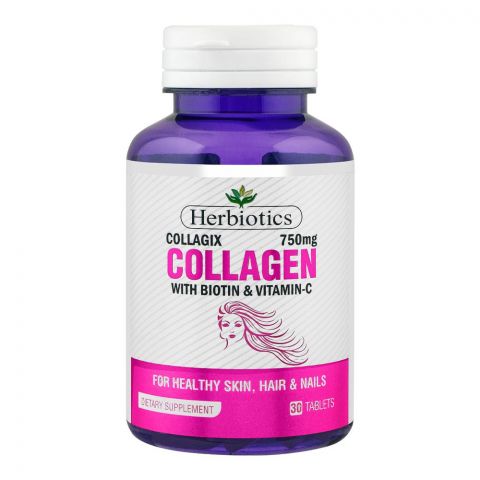 Herbiotics Collagen With Biotin & Vitamin C, For Healthy Skin, Hair & Nails, 750mg Dietary Supplement, 30-Pack