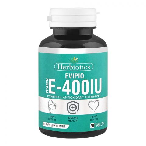 Herbiotics Evipio Vitamin E-400IU Powerful Antioxidant To Support Skin, Immune & Heart Health, 30-Pack