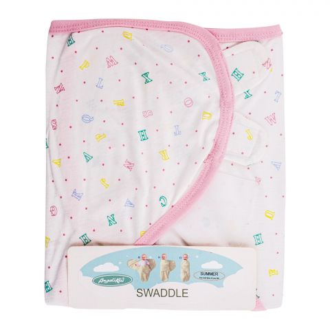 Angel's Kiss Baby Swaddle, Alphabetical Design, Pink