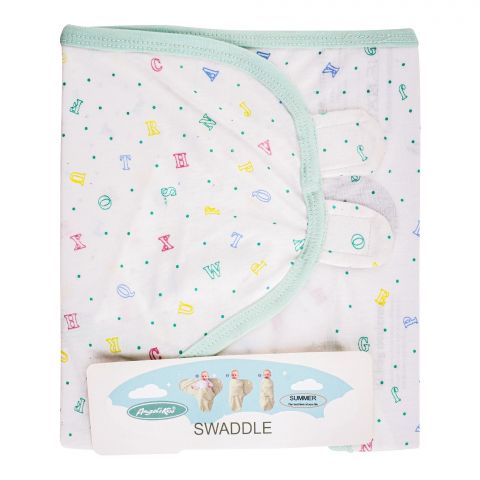 Angel's Kiss Baby Swaddle, Alphabetical Design, Green