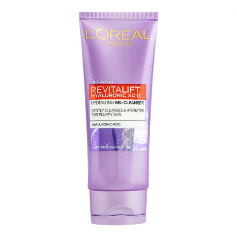 L'Oreal Paris Innovation Revitalift Hyaluronic Acid Hydrating Gel Face Cleanser, For Plumpy Skin, 100ml