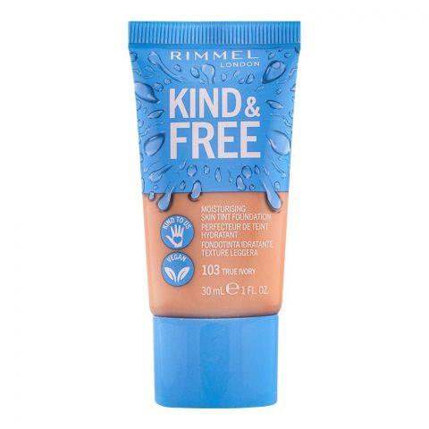 Rimmel Kind & Free Moisturizing Skin Tint Foundation, 103, True Ivory, 30ml