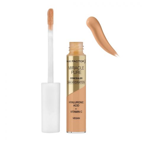 Max Factor Miracle Pure 24 Hours Hydration Hyaluronic Acid + Vitamin C Vegan Concealer, 04, 7.8ml
