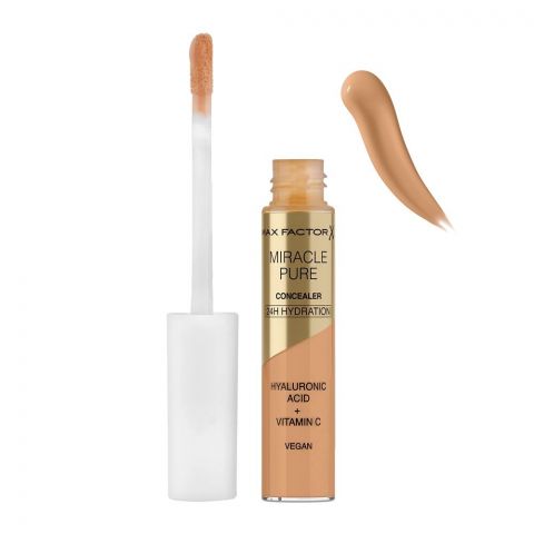 Max Factor Miracle Pure 24 Hours Hydration Hyaluronic Acid + Vitamin C Vegan Concealer, 05, 7.8ml