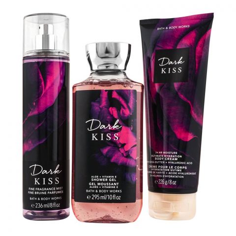 Bath & Body Works Dark Kiss Gift Set, Shower Gel + Body Cream + Mist