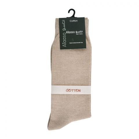 Ataaso Cotton Plain Men's Socks, Beige