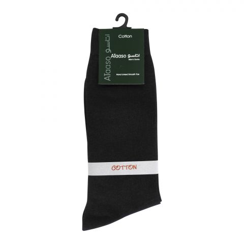 Ataaso Cotton Plain Men's Socks, Black