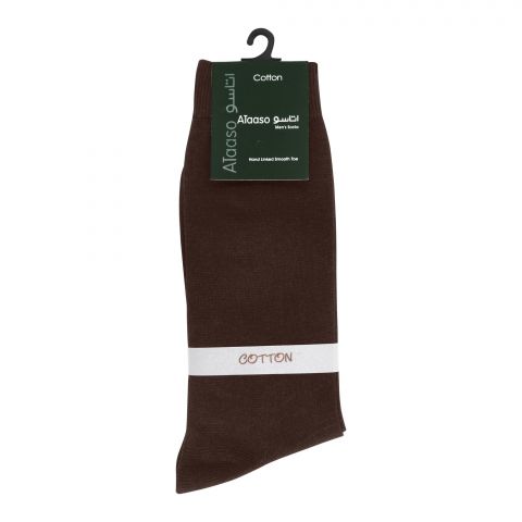 Ataaso Cotton Plain Men's Socks, Brown