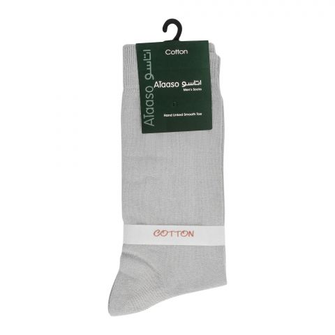 Ataaso Cotton Plain Men's Socks, Silver Grey