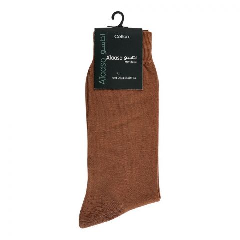 Ataaso Cotton Plain Men's Socks, Light Brown