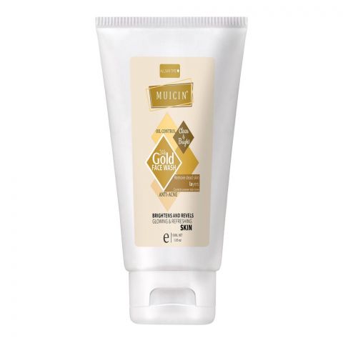 Muicin 24K Gold Oil Control Clear & Bright Anti Acne Face Wash, Remove Dead Skin Layers, 150g
