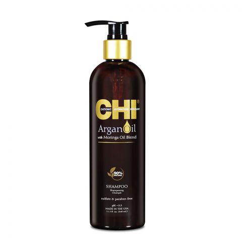 CHI Argan Oil Shampoo, Sulfate & Paraben Free, For Damaged Hair, 340ml