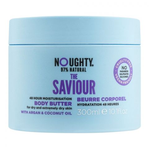 Noughty 97% Natural The Savior 48 Hour Moisturisation Body Butter, For Dry & Extremely Dry Skin, 300ml