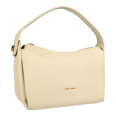 D-J Hand Bag With Shoulder Strap, Creamy White, CM6625