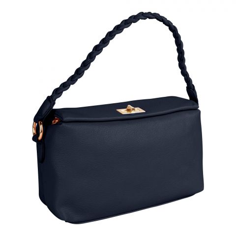 Baguette Hand Bag, Navy Blue, 8730