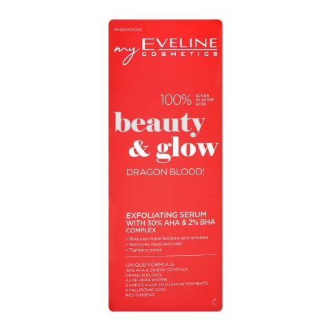 Eveline Beauty & Glow Dragon Blood! Exfoliating Serum With 30% AHA & 2% BHA Complex, 18ml