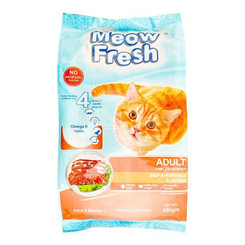 Meow Fresh Adult 6 Months+ Beef & Vegetable, 450g