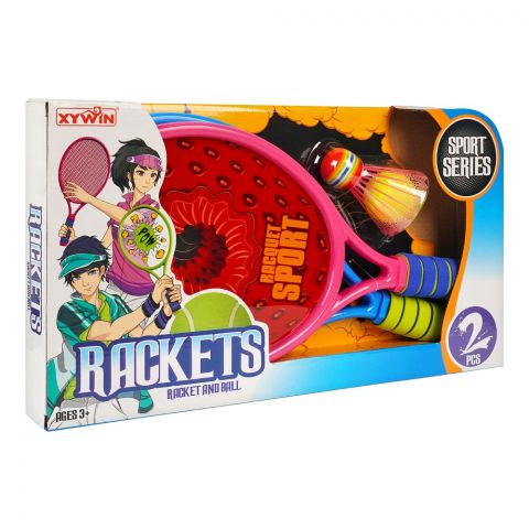 Rabia Toys Sport Series Racket And Shutter Cock W/Ball Set 2-Pack, Pink & Blue, For 3+ Years, 9904A