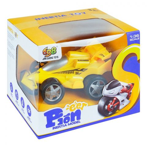 Rabia Toys Pioneer Inertia Toy Car, Yellow, 1:36 Scale
