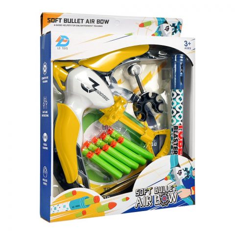 Rabia Toys Soft Bullet Air Bow Archery Set, Yellow, For 3+ Years, 901