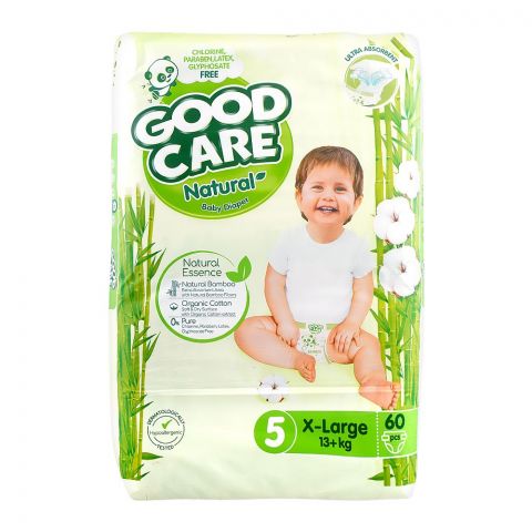 Good Care Natural Baby Diaper No. 6, X-Large 13+ KG, 60-Pack