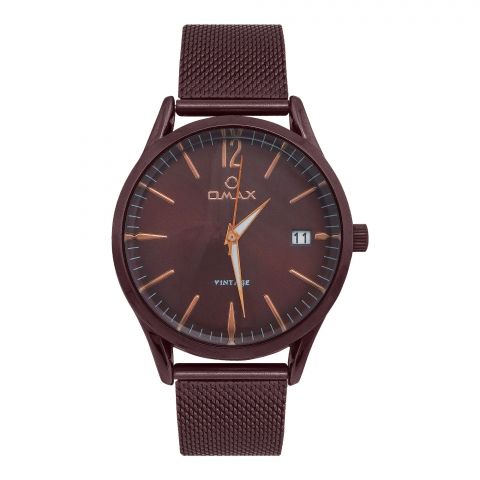Omax Men's Maroon Round Dial & Background With Chain Analog Watch, VC06N99I