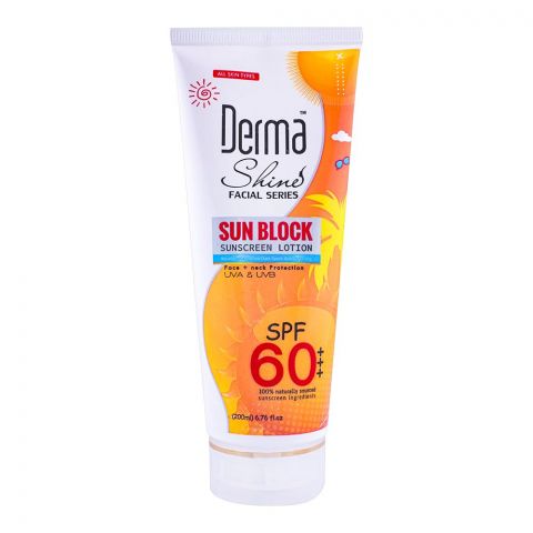 Derma Shine Sun Block SPF60 Sunscreen Lotion, 200ml